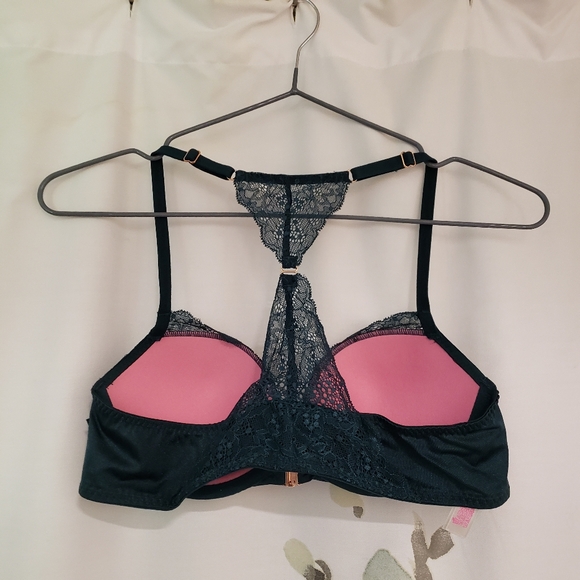 Victoria's Secret Pink Lace T-Back Bra Front Closure Date Push-Up - Picture 2 of 4